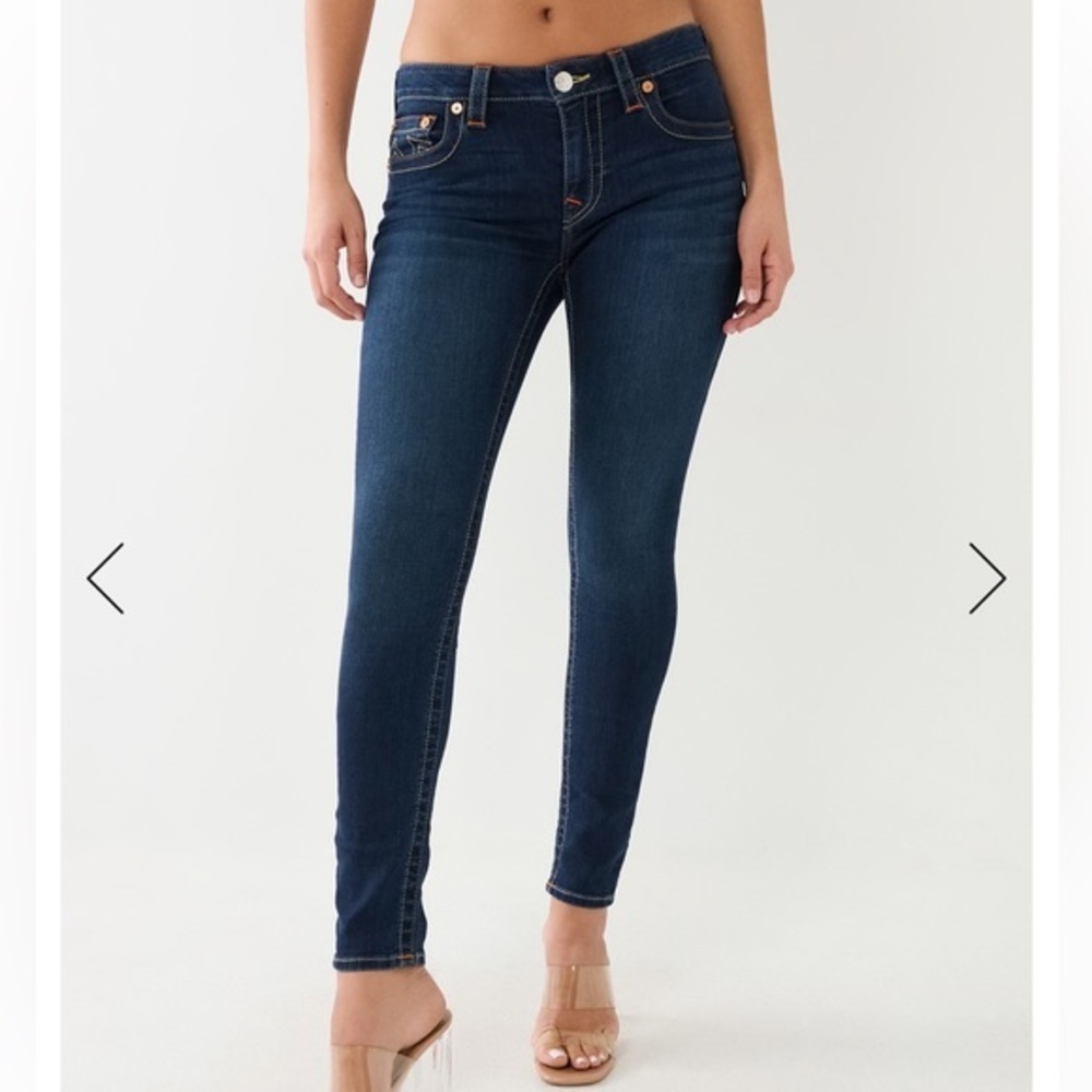 True Religion Jeanie Mid Raise Curvy Skinny Jean indigo Sz 29